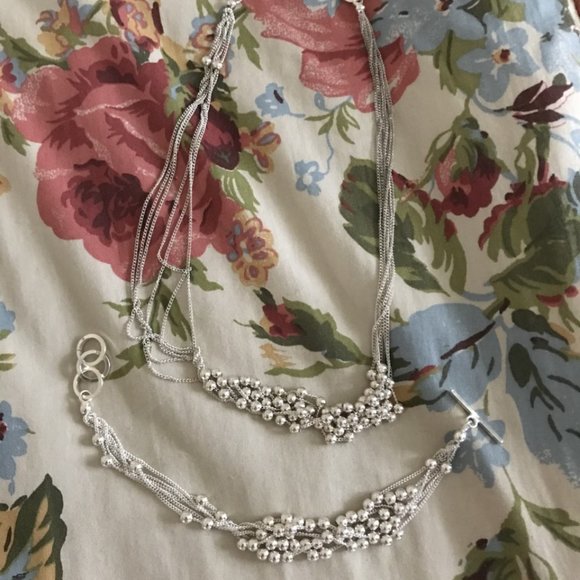 18" Sterling Silver Multi-strand & Bead Necklace and Bracelet - Picture 6 of 9